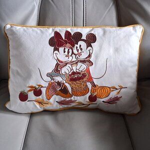 Disney Mickey & Minnie Mouse Ivory Fall Harvest Throw Pillow